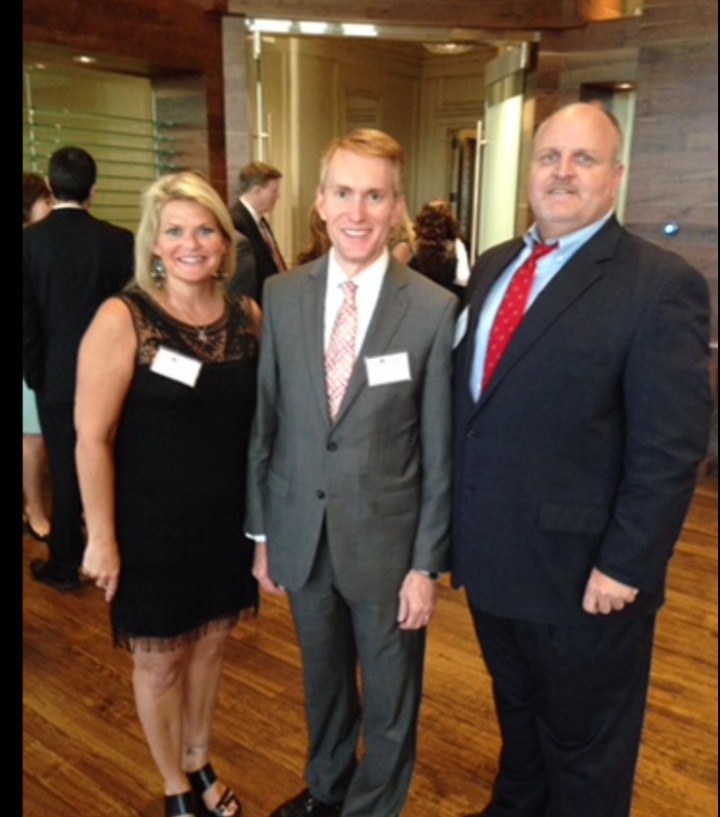 U.S. Senator James Lankford of Oklahoma at a public event with the founder of the Chase Morris Foundation